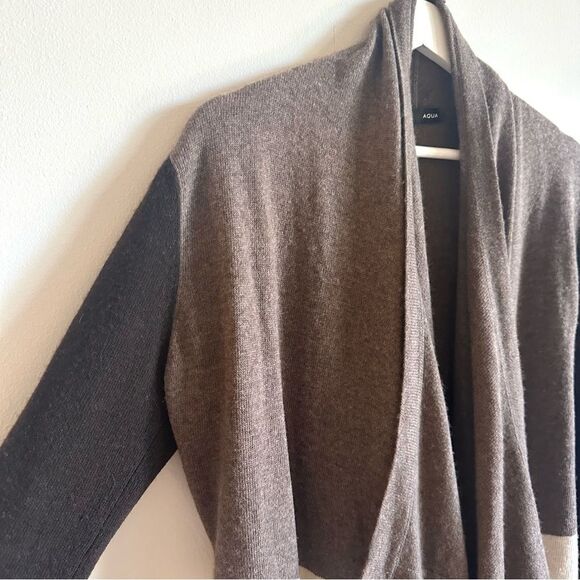 Aqua Cashmere/Wool Blend Color Block Cardigan Size M - Picture 4 of 5
